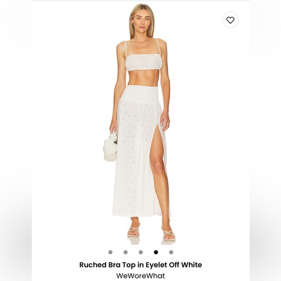 WeWoreWhat Ruched Eyelet Bra Top | Off White - Medium - Picture 4 of 7